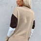 Color Block Ribbed Trim Round Neck Knit Pullover