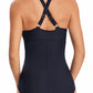 Ruched Crisscross V-Neck One-Piece Swimsuit