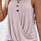 Decorative Button Hem Detail Eyelet Tank