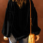 Balloon Sleeve Frill Trim Notched Neck Blouse
