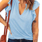 Butterfly Sleeve Notched Neck Top