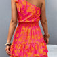 Floral Smocked Waist Tied One-Shoulder Dress