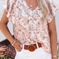 Floral V-Neck Flutter Sleeve Blouse