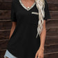 Glitter V-Neck Short Sleeve Tee Shirt