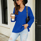 Drop Shoulder V-Neck Knit Pullover
