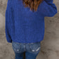 Half Zip Rib-Knit Dropped Shoulder Sweater