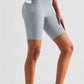 High-Rise Wide Waistband Biker Shorts with Pockets