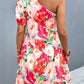 Floral One-Shoulder Puff Sleeve Dress