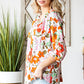 Floral Notched Neck Balloon Sleeve Blouse