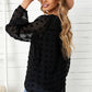Swiss Dot Balloon Sleeve V-Neck Blouse