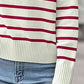 Striped Collared Neck Knit Top
