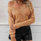 V-Neck Dropped Shoulder Long Sleeve Knit Top
