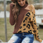Leopard  Block Turtleneck Sweater
