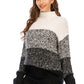 Color Block Turtleneck Knit Pullover