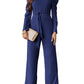 Belted Long Puff Sleeve V-Neck Jumpsuit