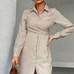 Crisscross Tie-Back Curved Hem Shirt Dress