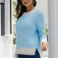 Contrast Trim Popcorn Knit Sweater