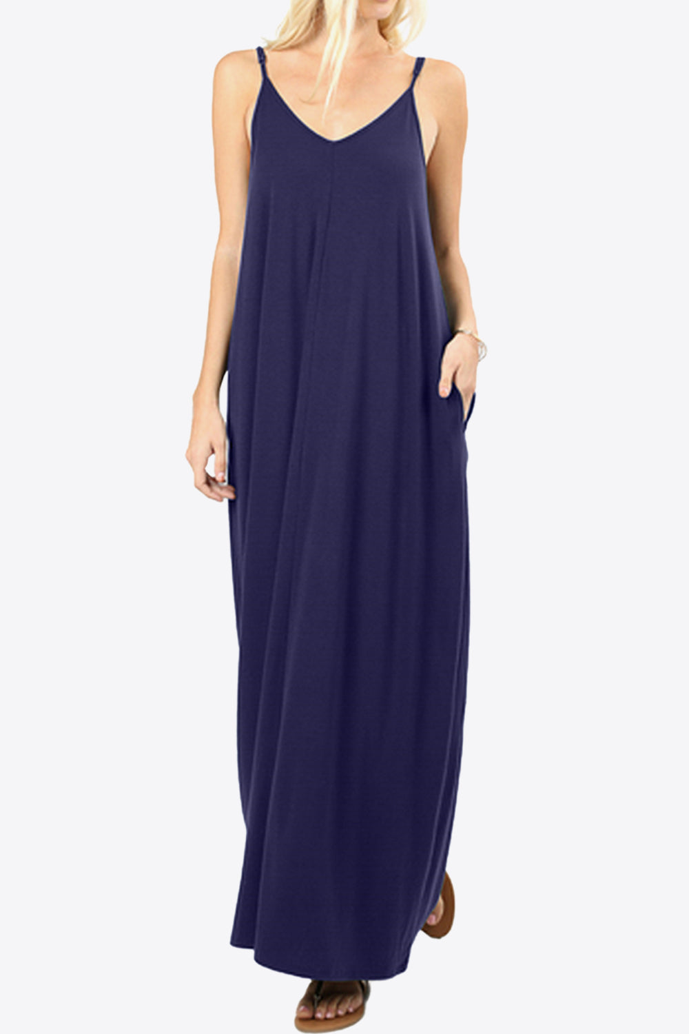 Floral Spaghetti Strap Maxi Dress with Pockets