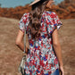 Floral Flutter Sleeve Tie-Neck Blouse