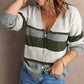 Striped Button Down V-Neck Cardigan