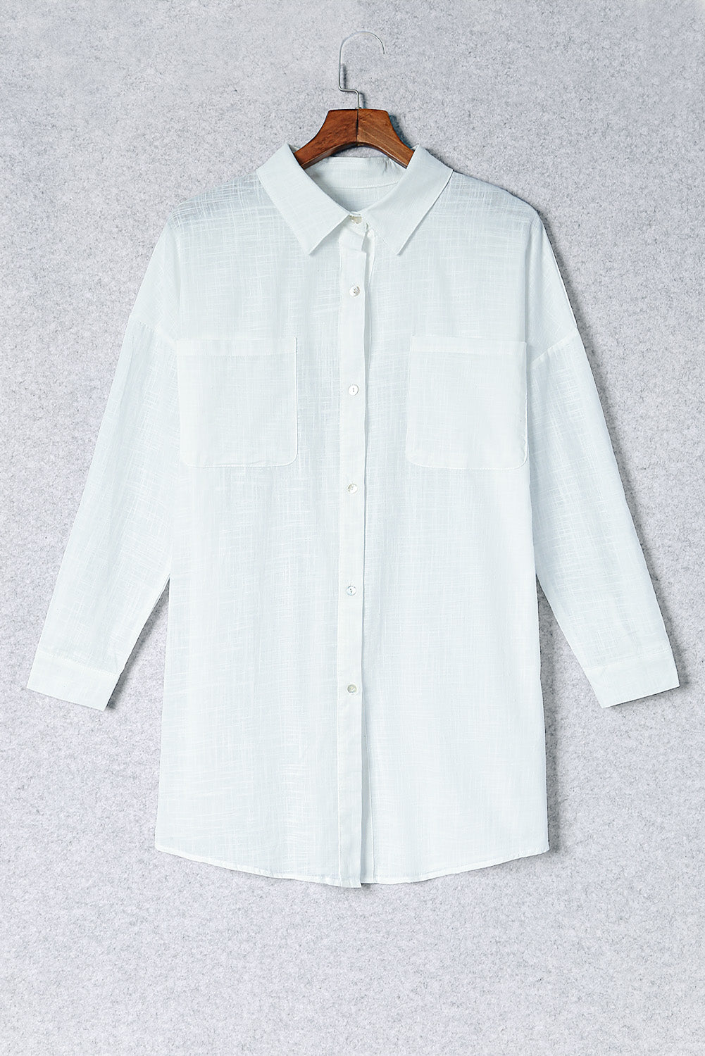 Button-Up Longline Shirt with Breast Pockets (TB11D) T