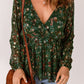Floral Surplice Peplum Blouse
