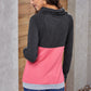 Color Block Raglan Sleeve Drawstring Sweatshirt