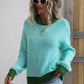 Contrast Trim Drop Shoulder Pullover Sweater