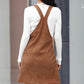 Corduroy Mini Overall Dress with Pocket