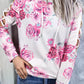 Floral Crisscross Drawstring Hoodie