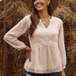 Dotted Babydoll Long Sleeve Top