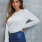 Eyelet Round Neck Long Sleeve Top