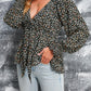 Floral Deep V Tied Peplum Top