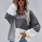 Color Block Tie-Back Dropped Shoulder Knit Pullover
