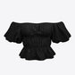 Square Neck Balloon Sleeve Cropped Blouse