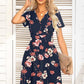 Printed Short Sleeve Surplice Neck Dress