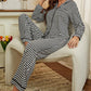 Checkered Button Front Top and Pants Loungewear Set