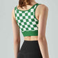 Round Neck Plaid Cropped Sports Tank Top