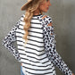 Leopard Print Striped Distressed Long Sleeve Tee