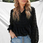 Swiss Dot Frilled Notched Neck Blouse