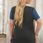 Plus Size Contrast Twisted Henley Tee