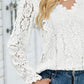 V-Neck Flounce Sleeve Lace Top