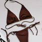 Side Tie Halter Neck Backless Bikini Set