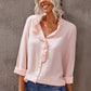 Eyelet Ruffles Button Crinkled Shirt