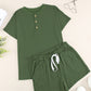 Quarter Button Short Sleeve Top and Shorts Lounge Set