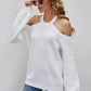 Cutout Cold-Shoulder Rib-Knit Sweater