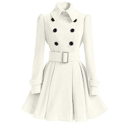 Gorgeous Autumn Winter Coat Women Vintage Slim Double Breasted Woolen Jackets Female Elegant Long Warm White Coat Tb8atb8b