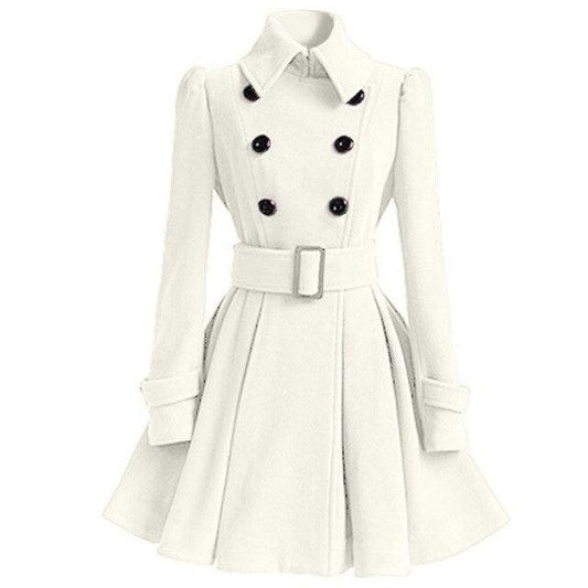 Gorgeous Autumn Winter Coat Women Vintage Slim Double Breasted Woolen Jackets Female Elegant Long Warm White Coat Tb8atb8b