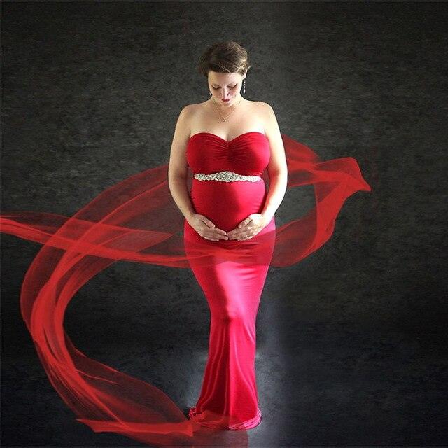Maternity Photo Red Dresses - With Belt Maxi - Sexy