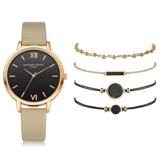 Cute Bracelet Watches Women 4 Gift Bracelet Set With Elegant Wrist Watch 1Jw